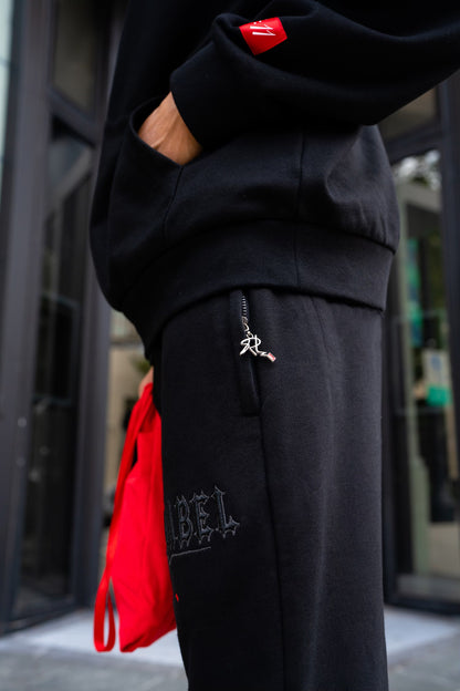 [RED LABEL GARMENTS] BLACK REFLECTIVE WING HEAVYWEIGHT HOODIE