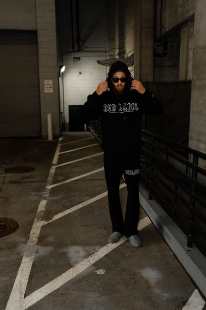 [RED LABEL GARMENTS] BLACK REFLECTIVE WING HEAVYWEIGHT HOODIE