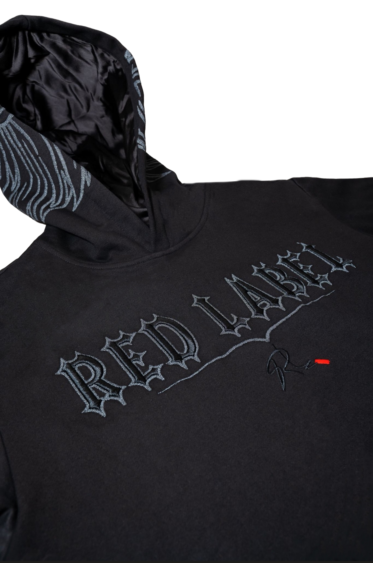 [RED LABEL GARMENTS] BLACK REFLECTIVE WING HEAVYWEIGHT HOODIE