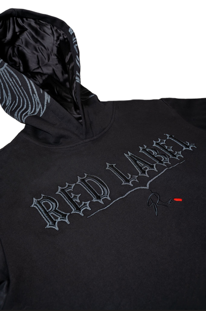 [RED LABEL GARMENTS] BLACK REFLECTIVE WING HEAVYWEIGHT HOODIE