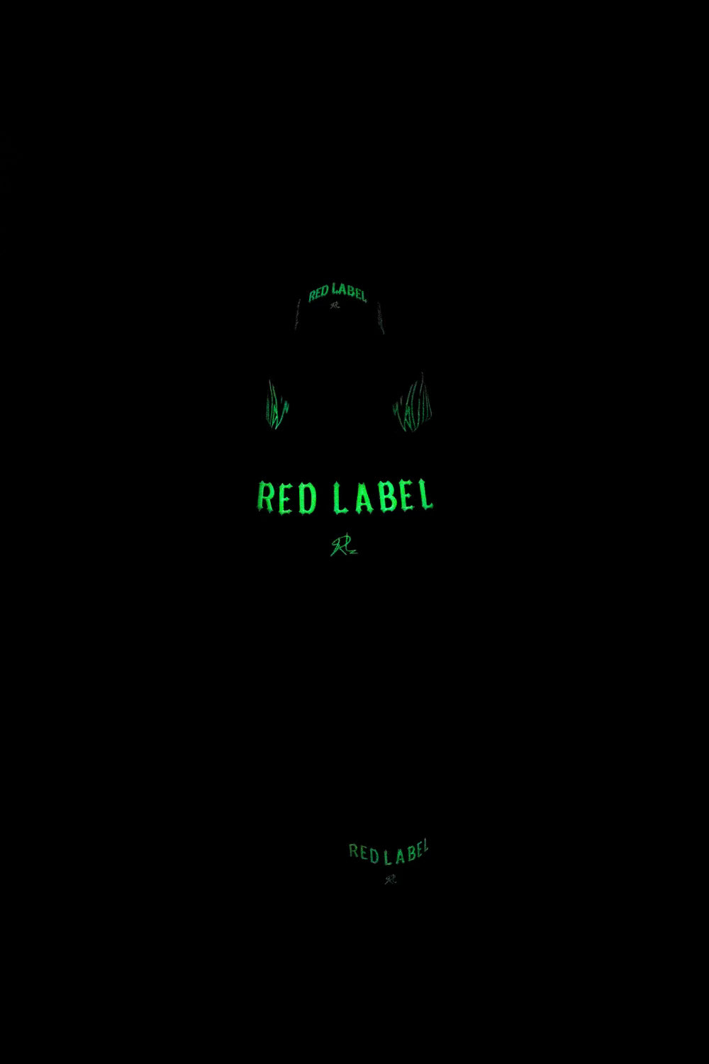 [ RED LABEL GARMENTS] GREEN GLOW IN THE DARK WING HEAVYWEIGHT HOODIE