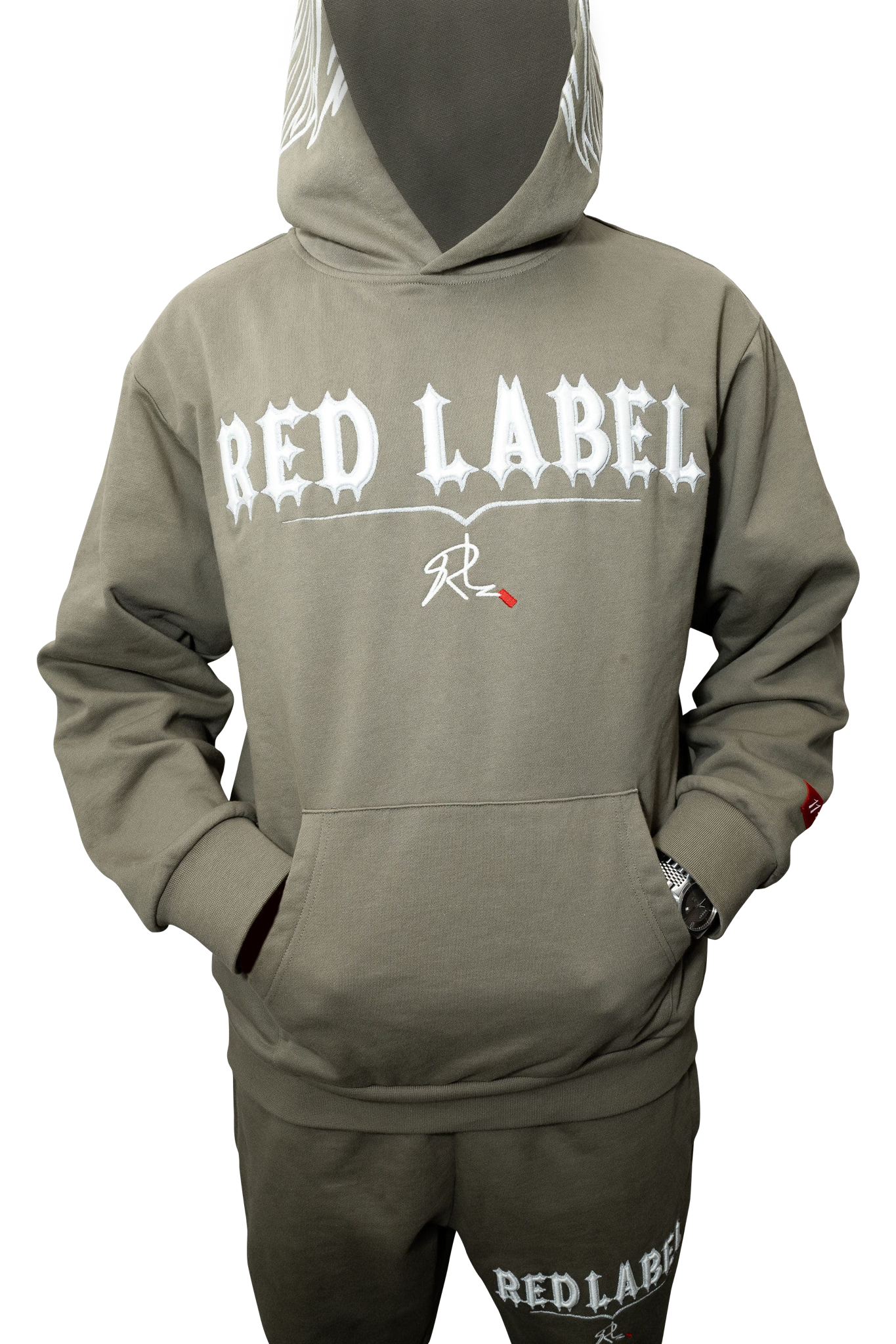 [ RED LABEL GARMENTS] GREEN GLOW IN THE DARK WING HEAVYWEIGHT HOODIE