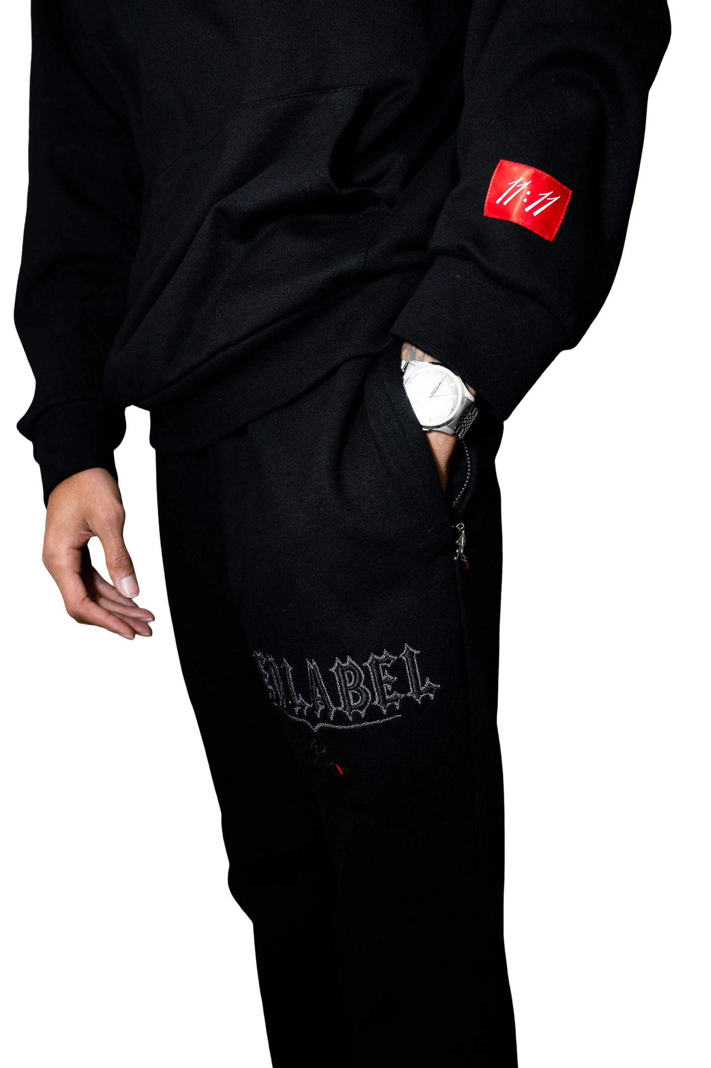 [RED LABEL GARMENTS] BLACK REFLECTIVE WING HEAVYWEIGHT HOODIE