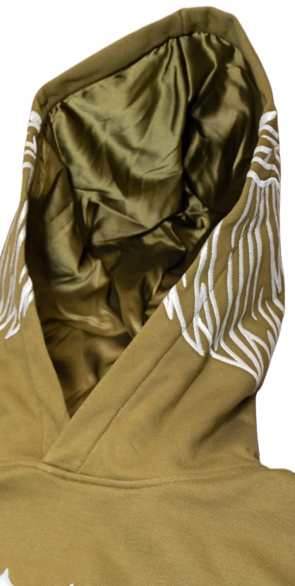 [ RED LABEL GARMENTS] GREEN GLOW IN THE DARK WING HEAVYWEIGHT HOODIE