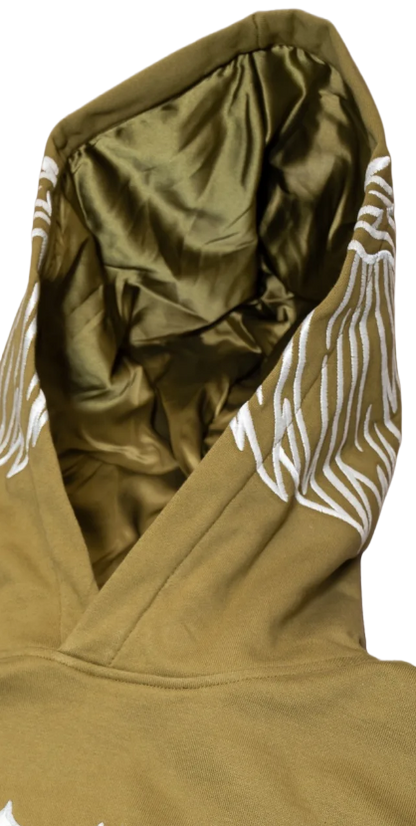 [ RED LABEL GARMENTS] GREEN GLOW IN THE DARK WING HEAVYWEIGHT HOODIE