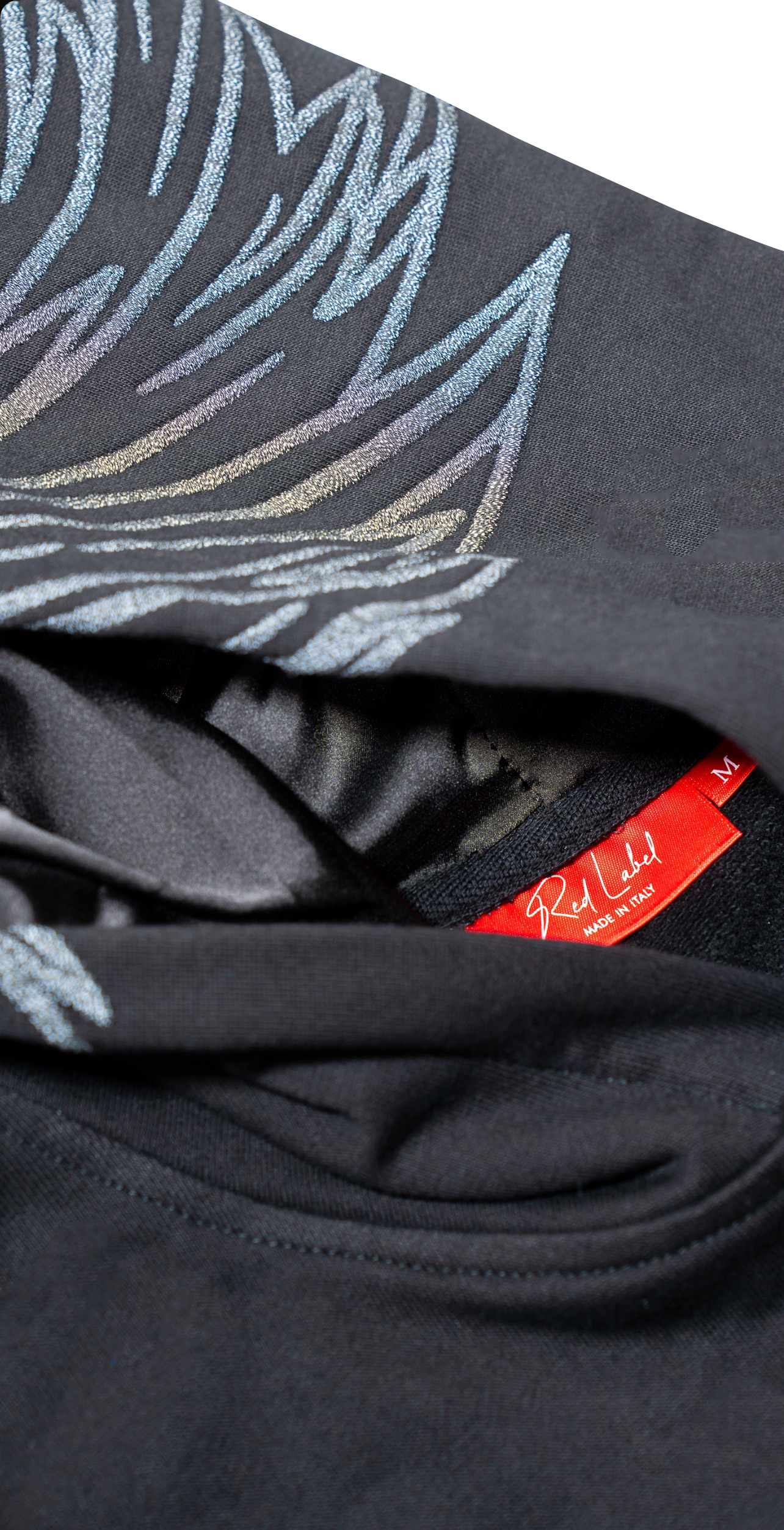 [RED LABEL GARMENTS] BLACK REFLECTIVE WING HEAVYWEIGHT HOODIE